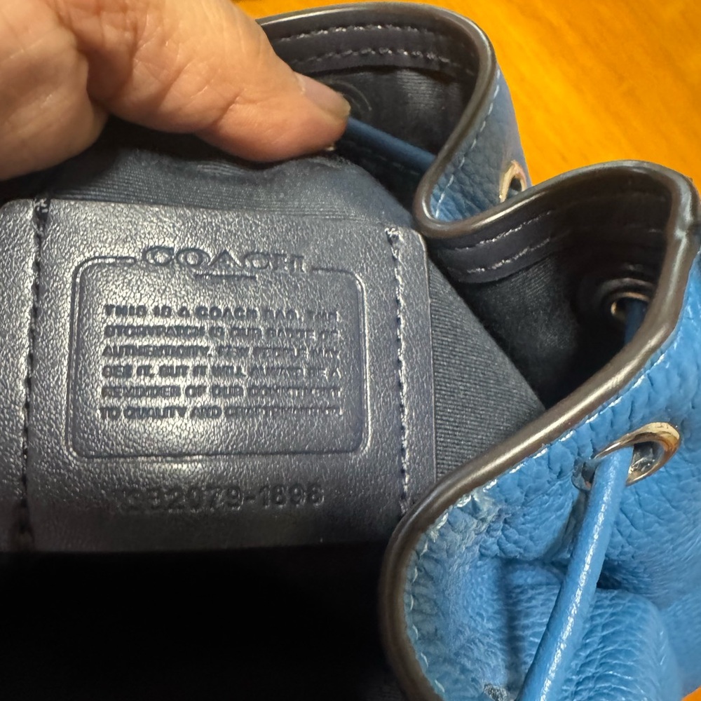 Coach Teal Leather Drawstring Backpack - image 5